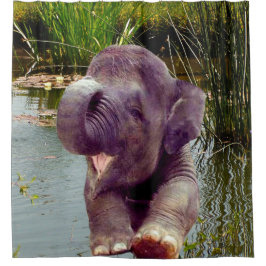 Elefant en water douchegordijn