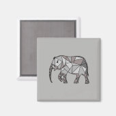 elefant geometrisch , bisschop grijs 2 magneet (Voorkant / Achterkant)