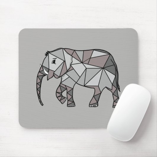 elefant geometrisch , bisschop grijs 2 muismat (Met muis)