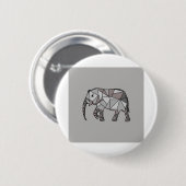 elefant geometrisch , bisschop grijs 2 ronde button 5,7 cm (Voorkant /achterkant)