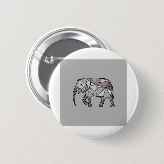 elefant geometrisch , bisschop grijs 2 ronde button 5,7 cm (Voorkant /achterkant)