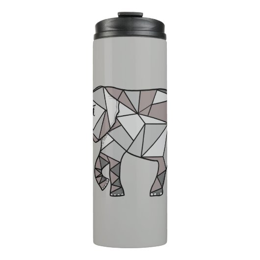 elefant geometrisch , bisschop grijs 2 thermosbeker (Voorkant)