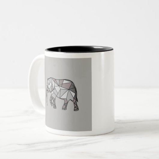 elefant geometrisch , bisschop grijs 2 tweekleurige koffiemok (Voorkant links)