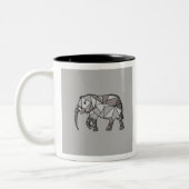 elefant geometrisch , bisschop grijs 2 tweekleurige koffiemok (Links)