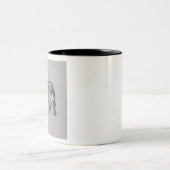 elefant geometrisch , bisschop grijs 2 tweekleurige koffiemok (Center)