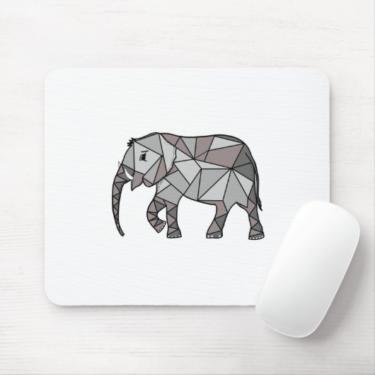 elefant geometrisch , bisschop grijs muismat (Met muis)