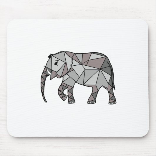 elefant geometrisch , bisschop grijs muismat (Voorkant)