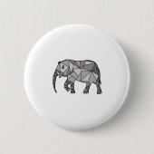 elefant geometrisch , bisschop grijs ronde button 5,7 cm (Voorkant)
