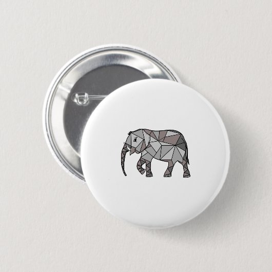 elefant geometrisch , bisschop grijs ronde button 5,7 cm (Voorkant /achterkant)