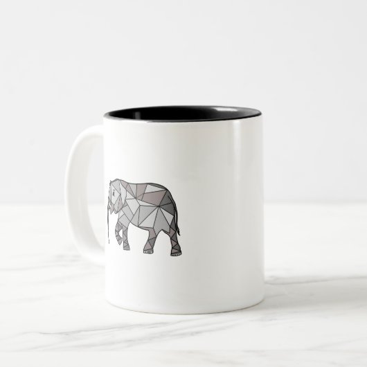 elefant geometrisch , bisschop grijs tweekleurige koffiemok (Voorkant links)