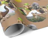 Elefant, Giraffe, Zebra voetafdrukpapier Cadeaupapier (Rol Hoek)