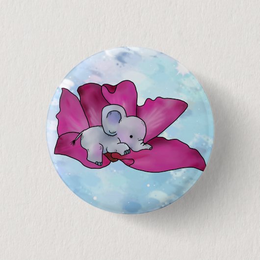 Elefant in Blüte Ronde Button 3,2 Cm (Voorkant)