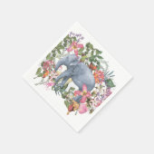 Elefant in oerwoud van bloemen servetten (Hoek)