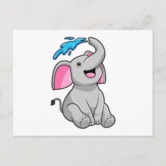 Elefant in Splash met water Briefkaart (Voorkant)