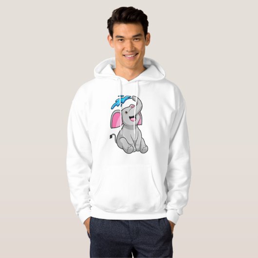Elefant in Splash met water Hoodie (Voorkant volledig)