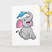 Elefant in Splash met water Kaart (Gele Bloem)