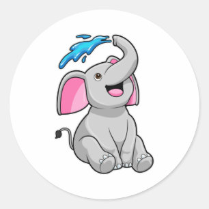 Elefant in Splash met water Ronde Sticker