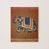 Elefant Indien Yoga rot blau  Muster Legpuzzel (Verticaal)
