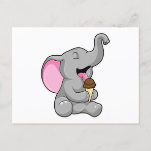 Elefant met chocolade-wafelijs briefkaart
