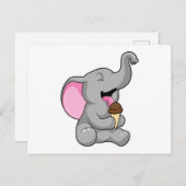 Elefant met chocolade-wafelijs briefkaart (Voorkant / Achterkant)
