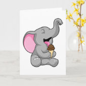 Elefant met chocolade-wafelijs kaart (Gele Bloem)