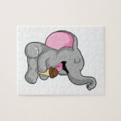 Elefant met chocolade-wafelijs legpuzzel (Horizontaal)
