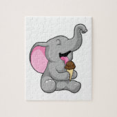 Elefant met chocolade-wafelijs legpuzzel (Verticaal)