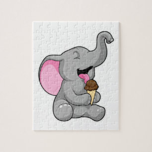Elefant met chocolade-wafelijs legpuzzel