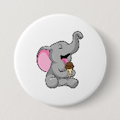 Elefant met chocolade-wafelijs ronde button 7,6 cm (Voorkant)