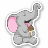 Elefant met chocolade-wafelijs sticker (Voorkant)