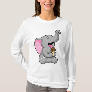 Elefant met chocolade-wafelijs t-shirt