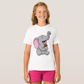 Elefant met chocolade-wafelijs t-shirt (Voorkant volledig)