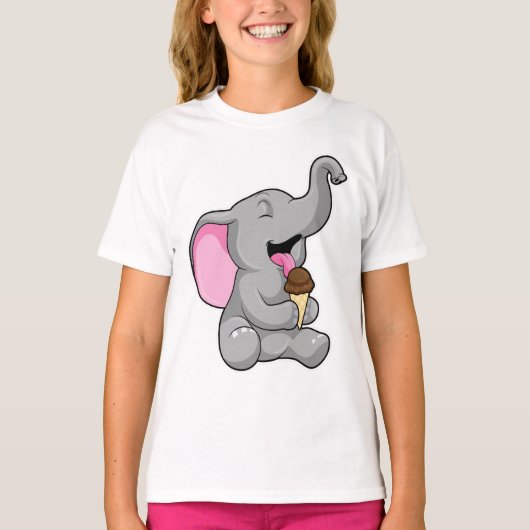 Elefant met chocolade-wafelijs t-shirt (Voorkant)