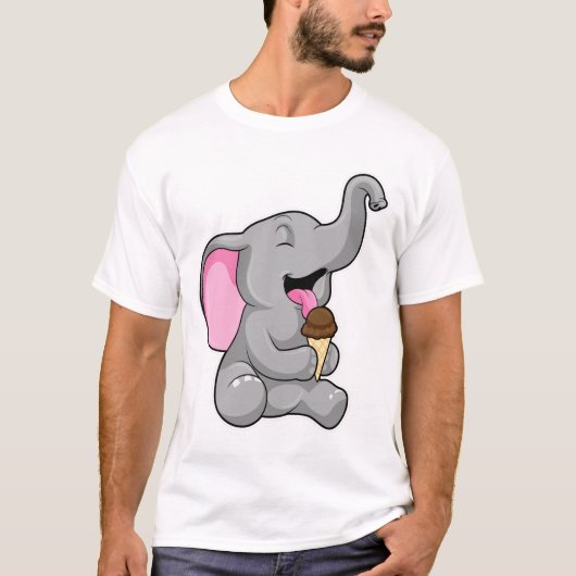 Elefant met chocolade-wafelijs t-shirt (Voorkant)