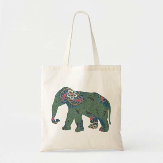 Elefant met een oraal floreel patroon tote bag (Voorkant)