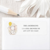 Elefant met geel ballonbaby shower etiket (Insitu)