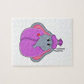 Elefant met koortsthermometer legpuzzel (Horizontaal)