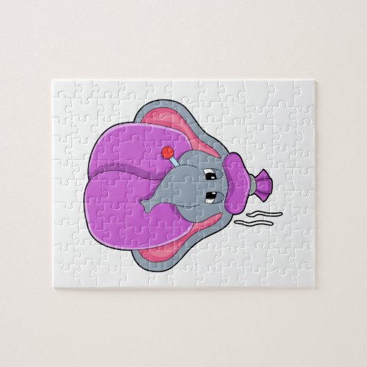 Elefant met koortsthermometer legpuzzel (Horizontaal)