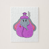 Elefant met koortsthermometer legpuzzel (Verticaal)