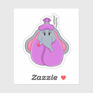 Elefant met koortsthermometer sticker