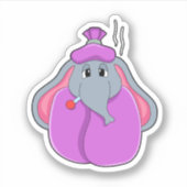 Elefant met koortsthermometer sticker (Voorkant)
