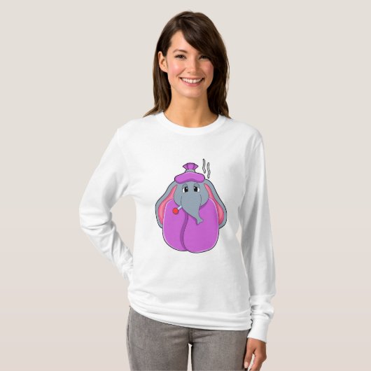 Elefant met koortsthermometer t-shirt (Voorkant volledig)