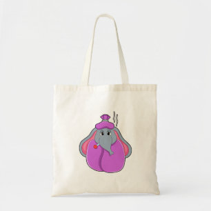 Elefant met koortsthermometer tote bag