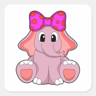 Elefant met lint vierkante sticker