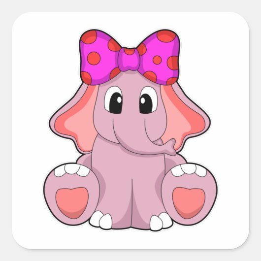 Elefant met lint vierkante sticker (Voorkant)