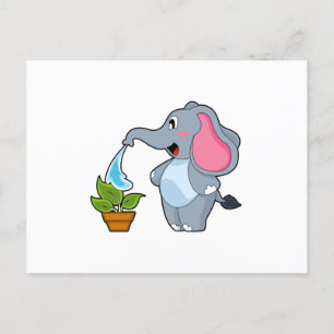 Elefant met Plant Briefkaart