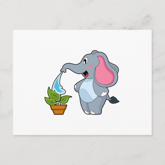 Elefant met Plant Briefkaart (Voorkant)
