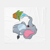 Elefant met Plant Fleece Deken (Voorkant (Horizontaal))