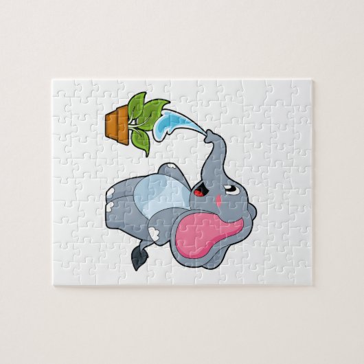 Elefant met Plant Legpuzzel (Horizontaal)