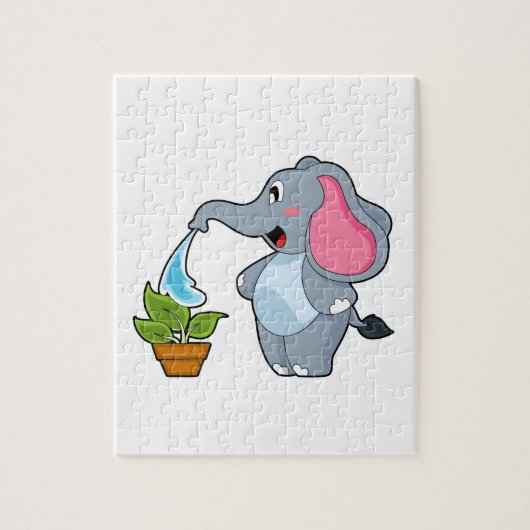 Elefant met Plant Legpuzzel (Verticaal)